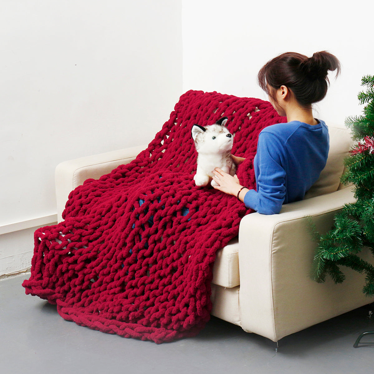 Handmade Knitted Cotton Lint-free Throw Blankets